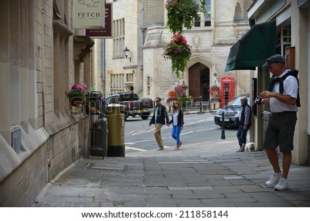 BRADFORD ON AVON - AUG 17: Street View in the old town on Aug 17, 2013 in Bradford on Avon, UK. The historic Wiltshire town was a wool industry centre during industrialisation.
