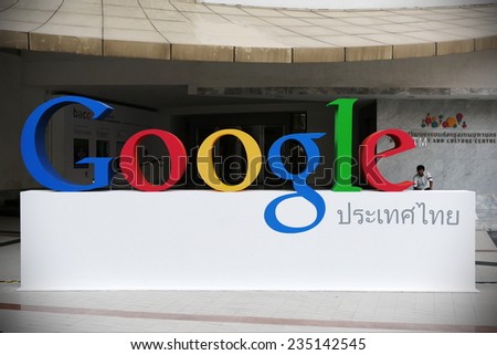 BANGKOK - MAR 23: View of the Google logo outside an exhibition as the internet giant announces the Thai capital has been added to the Street View utility on Mar 23, 2012 in Bangkok, Thailand.