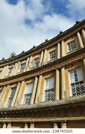 Exterior View of the Royal Circus in Bath England - The Circus Consists of Luxury Georgian Era Town Houses