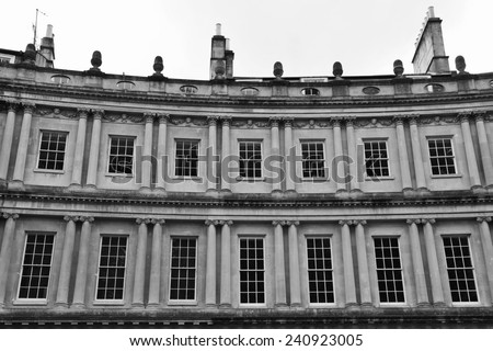 View of the Landmark Royal Circus in the City of Bath England in Black and White