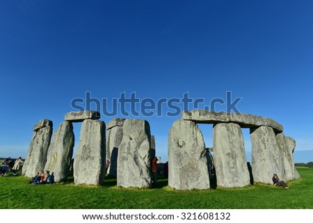 STONEHENGE - SEP 23: Pagans and druids celebrate the autumn equinox at the ancient standing stones on Sep 23, 2015 in Stonehenge, UK. The world famous landmark is thought to date back to 2600 BC.