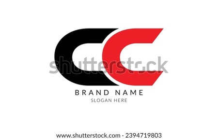 cc black red letter logo template design.