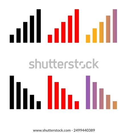 Graph icon, mobile phone signal set, Wifi bar icon set Vector illustration on a white background.