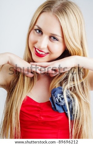 beautiful and natural blond woman looking happy