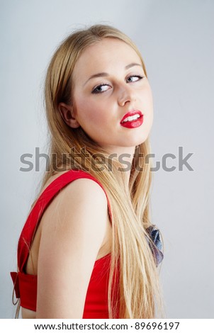 beautiful and natural blond woman glamour portrait