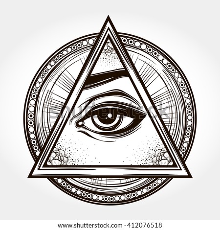 Hand-Drawn Eye Of Providence. All Seeing Eye Pyramid Symbol. New World ...