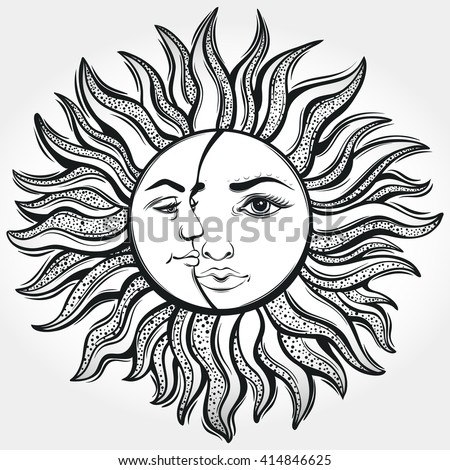 Bohemian Sun And Moon Tattoo Designs