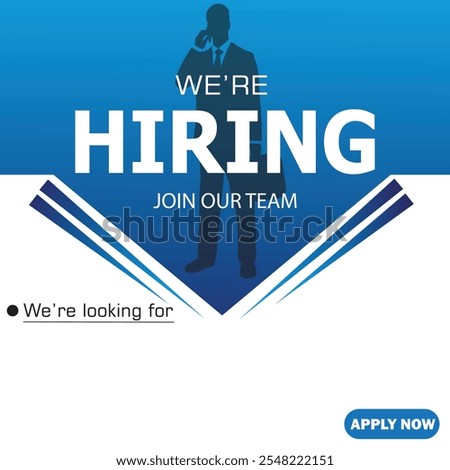 We are hiring join our team with blue background and beautiful theme