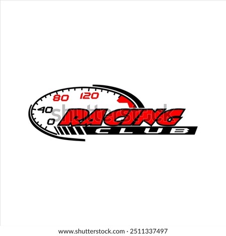 Speedometer says racing club. This can be used as a graphic design