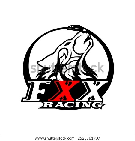 Wolf logo with FXX Racing writing. Can be used as graphic design