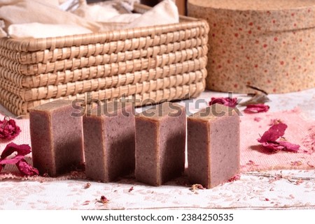Similar – Image, Stock Photo Handmade vegan soap bar, eco-friendly hygiene and beauty product