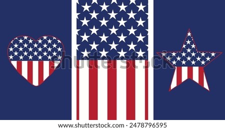 4th July concept, Phone wallpaper set, american flag, Story templates, wallpaper vector. Phone wallpaper, Vector illustration. Trendy background. Print