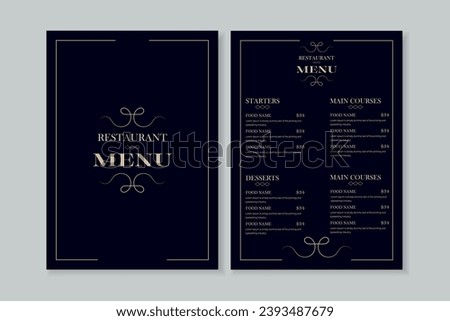 Luxury food menu design template