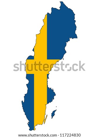 Sweden vector map with the flag inside.