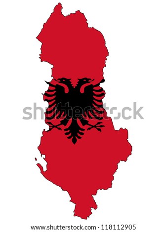 Albania vector map with the flag inside.