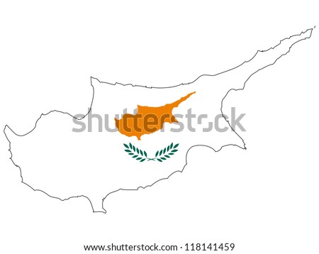 Cyprus vector map with the flag inside.