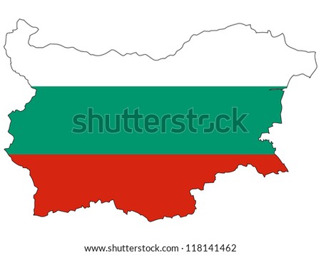 Bulgaria vector map with the flag inside.