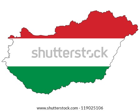 Hungary vector map with the flag inside.