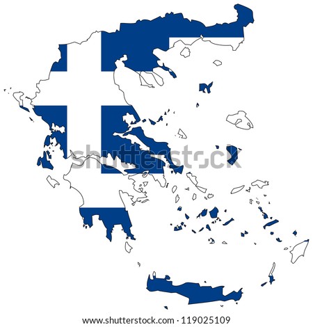 Greece vector map with the flag inside.