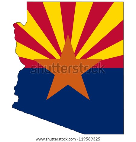 Arizona vector map with the flag inside.