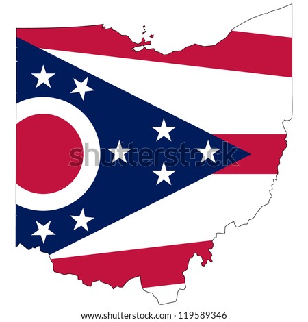 Ohio vector map with the flag inside.