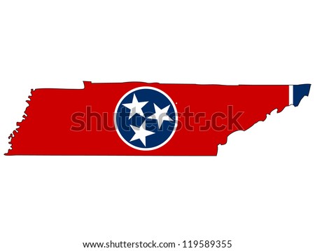 Tennessee vector map with the flag inside.