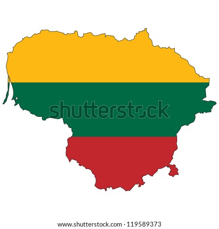 Lithuania vector map with the flag inside.
