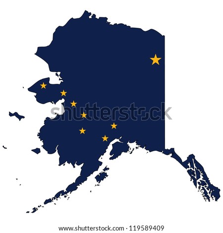 Alaska vector map with the flag inside.