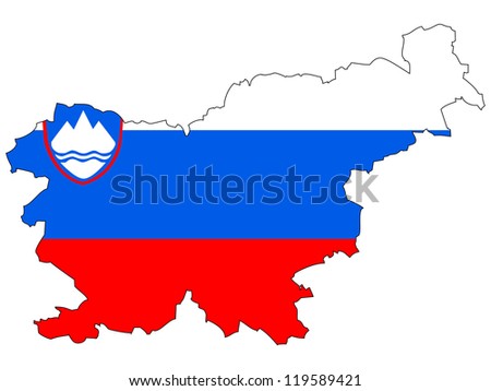 Slovenia vector map with the flag inside.