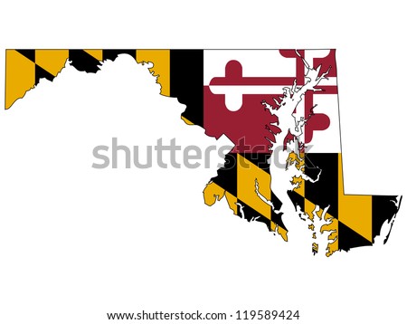 Maryland vector map with the flag inside.