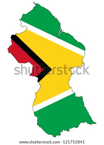 Guyana vector map with the flag inside.