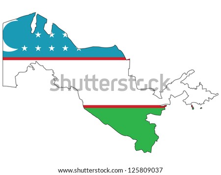 Uzbekistan vector map with the flag inside.