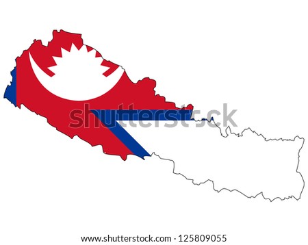 Nepal Vector Map With The Flag Inside. - 125809055 : Shutterstock