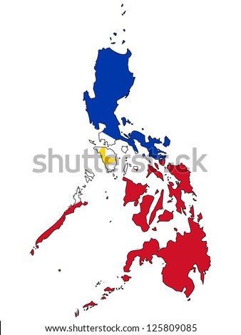 Philippines vector map with the flag inside.