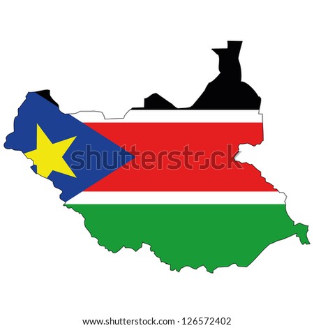 South Sudan vector map with the flag inside.