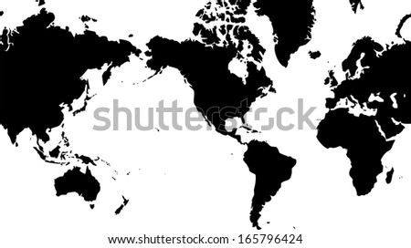 High detailed vector map - World Map with America centered 
