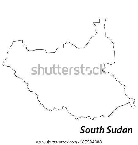 High detailed vector map with contour - South Sudan 