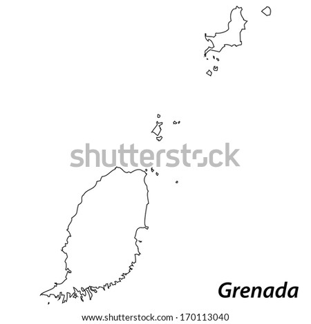 High detailed vector map with contour - Grenada 