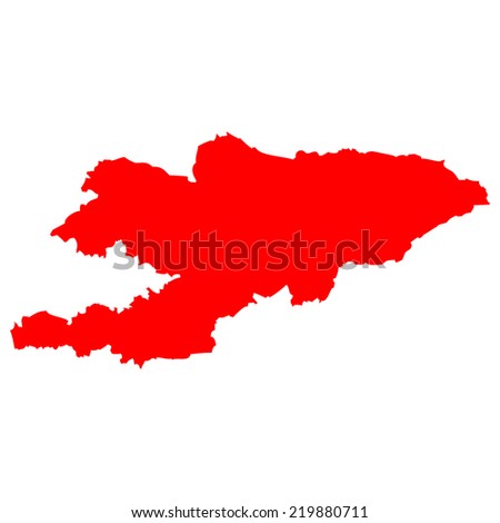 High detailed red vector map - Kyrgyzstan 