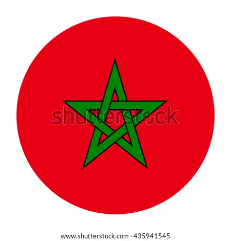 Simple vector button flag - Morocco