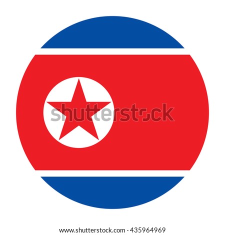 Simple vector button flag - North Korea