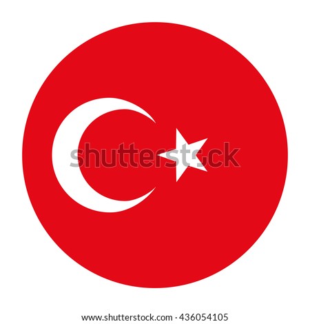 Simple vector button flag - Turkey