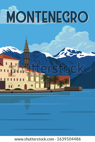 Montenegro Vector Illustration Background. Travel to Montenegro, Country in The Balkans Europe. Flat Cartoon Vector Illustration in Colored Style.