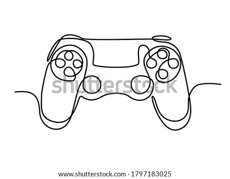 A game stick one line drawing vector illustration. Modern wireless game controller for PC. One continuous line Joystick controller. 