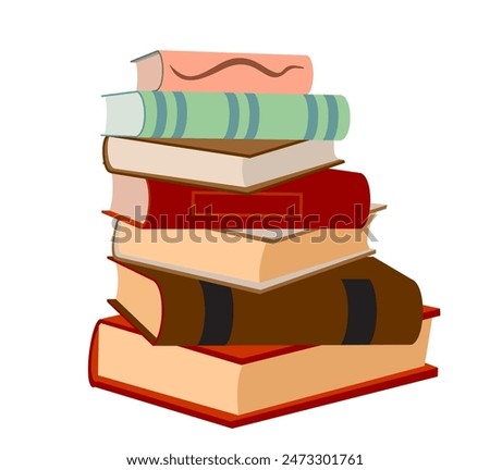 Stack of books on a white background. Pile of books vector illustration. Icon stack of books in flat style. Template design with books pile. Book icon in flat design style.