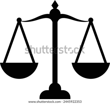 lawyer balance, vector icon black and white.