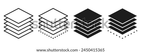 Set of Layer icon. Layers line symbol Collection. Vector Illustration.