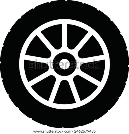 Set of rubber wheel tire icon. Black wheel tires silhouette collection. Vector Illustration.