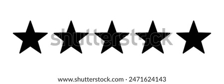 Set of five star icon collection. Yellow and black star symbol. Vector Illustration.