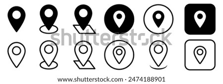 Set Of Address place icon symbol. Location icon collection. Vector Illustration.